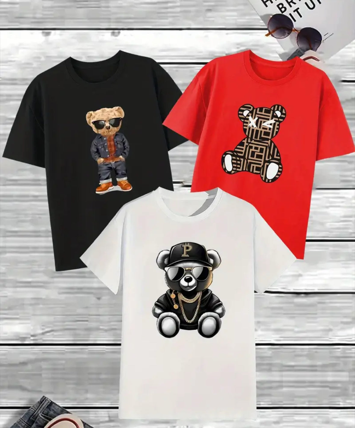 Bear Printed T Shirt (3 Pack)