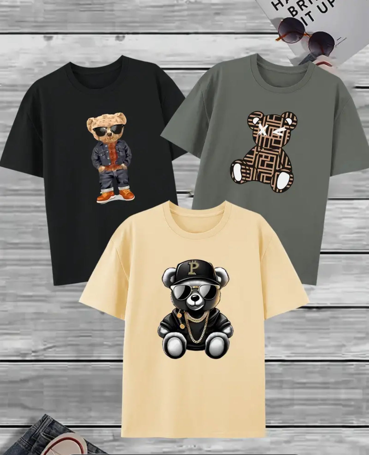 Bear Printed T Shirt (3 Pack)