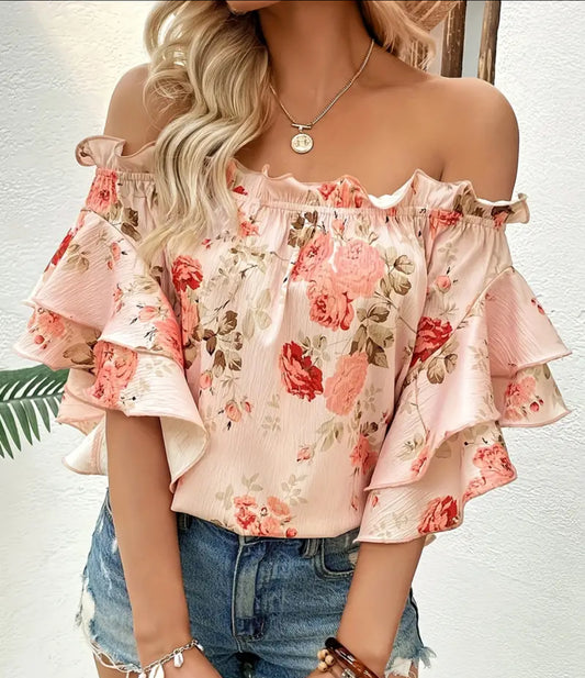 Off the shoulder ruffle top
