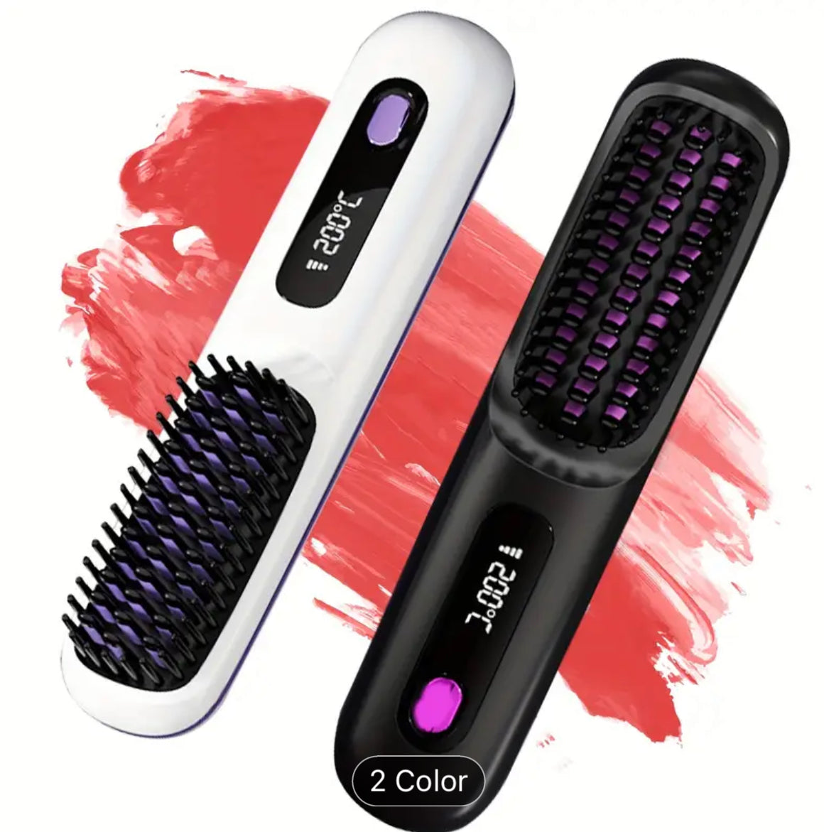 Cordless hair straightener brush