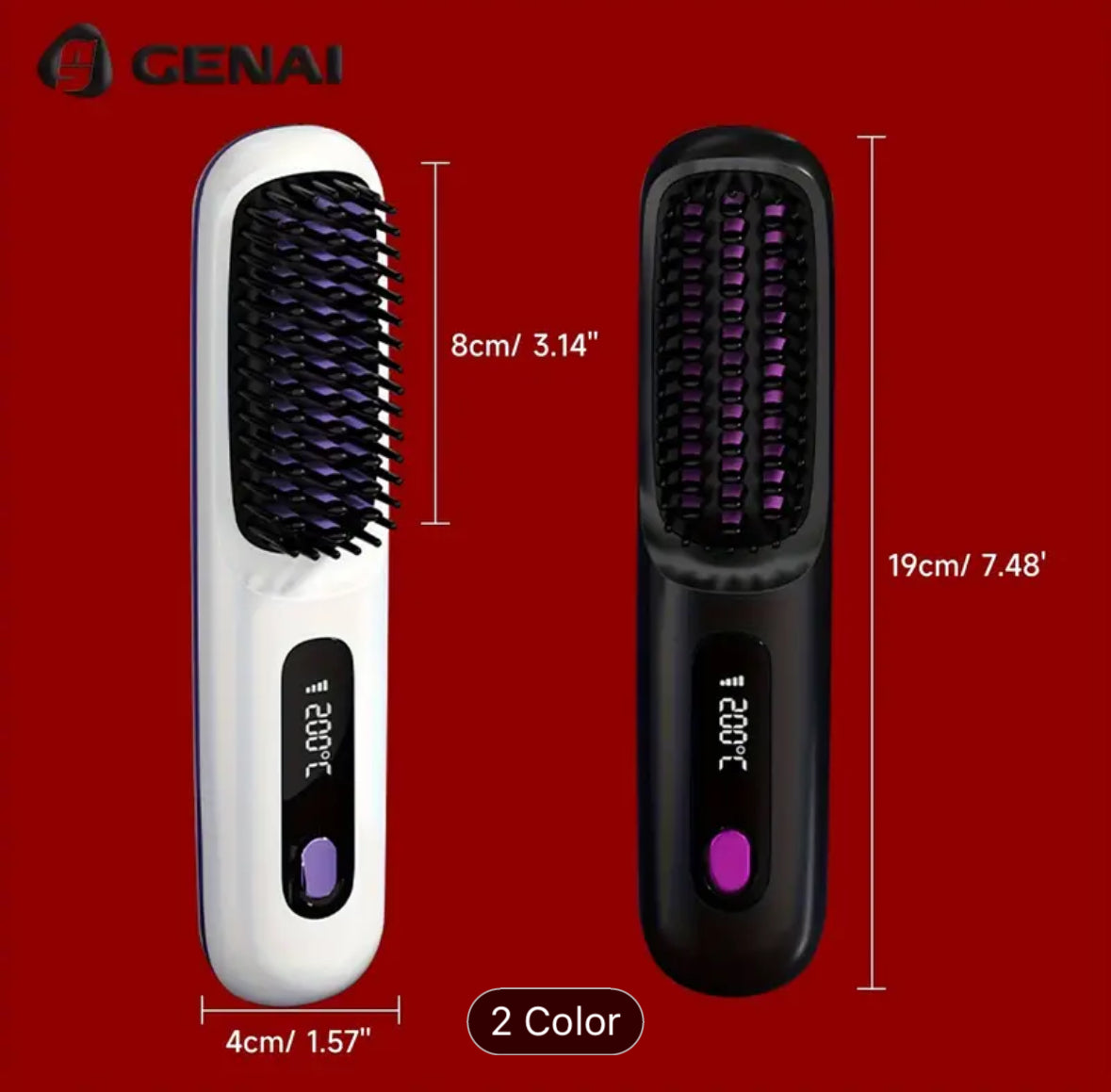 Cordless hair straightener brush