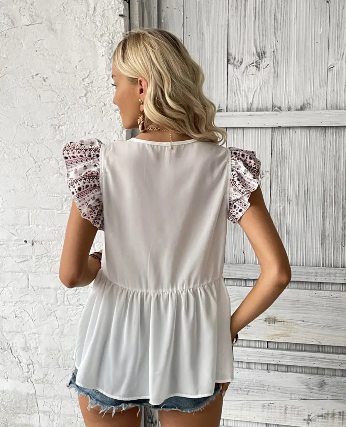 Lace Up Ruffle Top